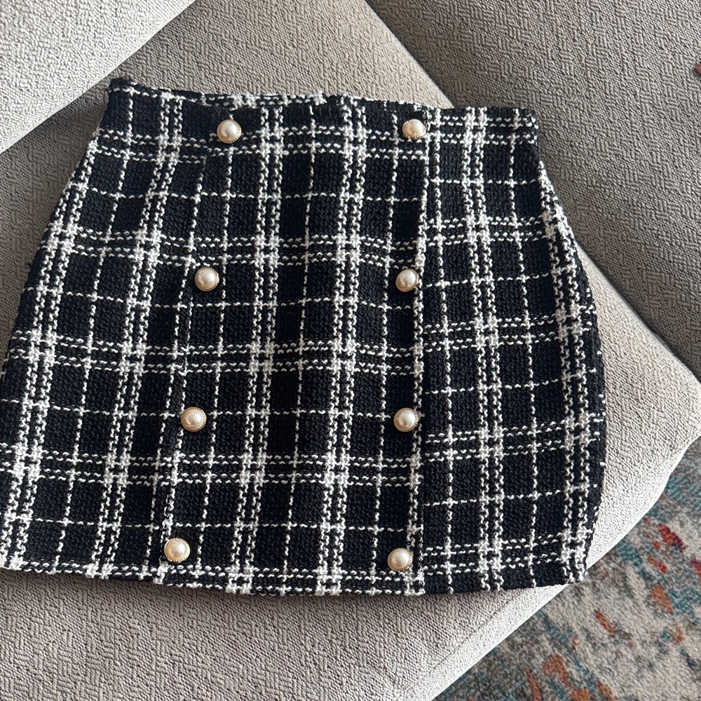 Shein Black and White Plaid Skirt